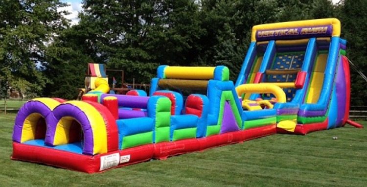 Vertical Rush Rock Wall Slide w/ 40' Obstacle Course Vertical Rush Rock Wall Slide w/ 40' Obstacle Course